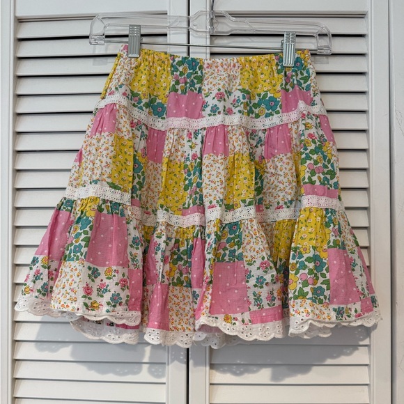 Mini Boden Colorful Patchwork Skirt - Pink, Yellow, Green - Picture 3 of 8